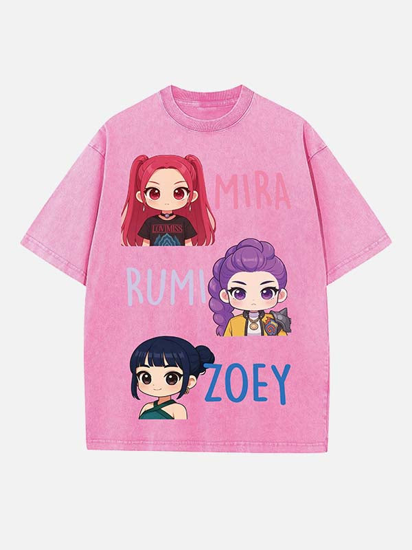 HUNTR/X Print Round Neck T-shirt