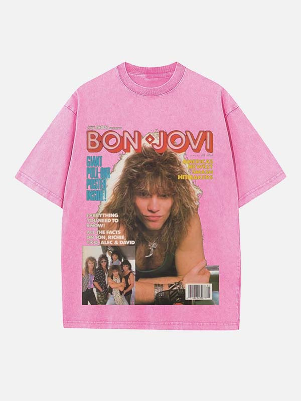 Bon Jovi Print Round Neck T-shirt