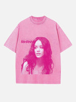 Rihanna Print Round Neck T-shirt