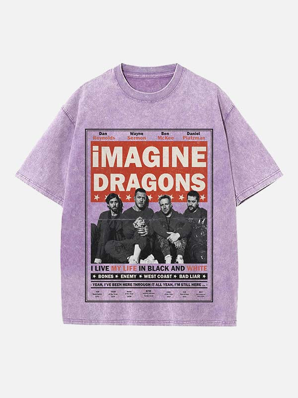 Imagine Dragons Print Round Neck T-shirt