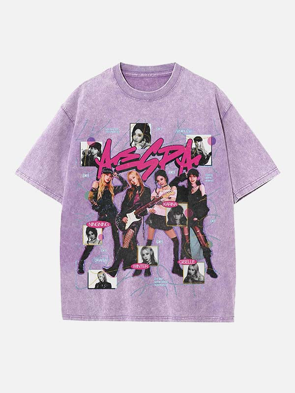 Aespa Print Round Neck T-shirt