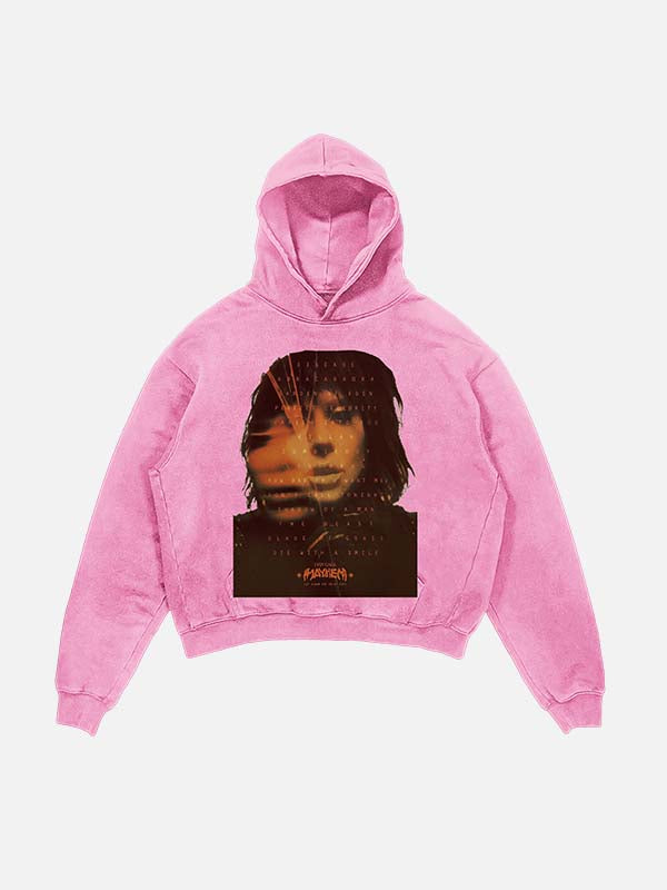 Lady Gaga Print Slant Pockets Hoodie