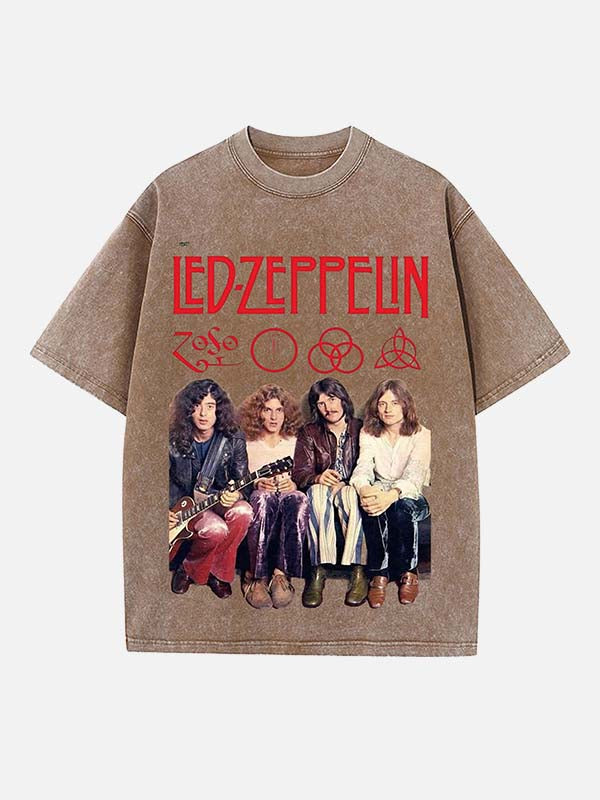 Led Zeppelin Print Round Neck T-shirt
