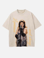 Rihanna Print Round Neck T-shirt