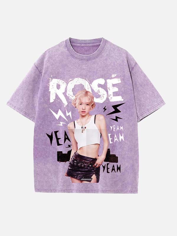 BLACKPINK Rosé Print Round Neck T-shirt