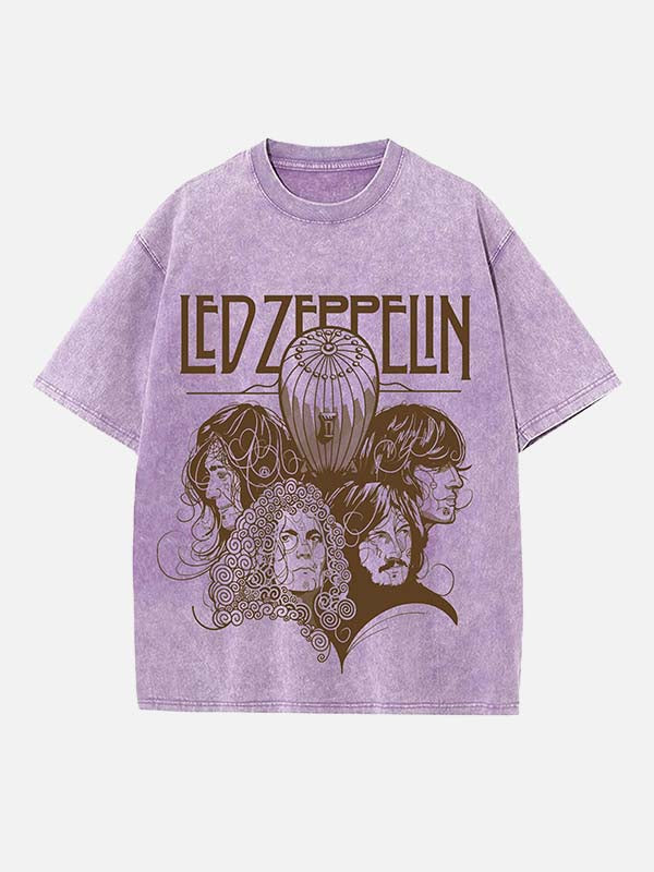 Led Zeppelin Print Round Neck T-shirt