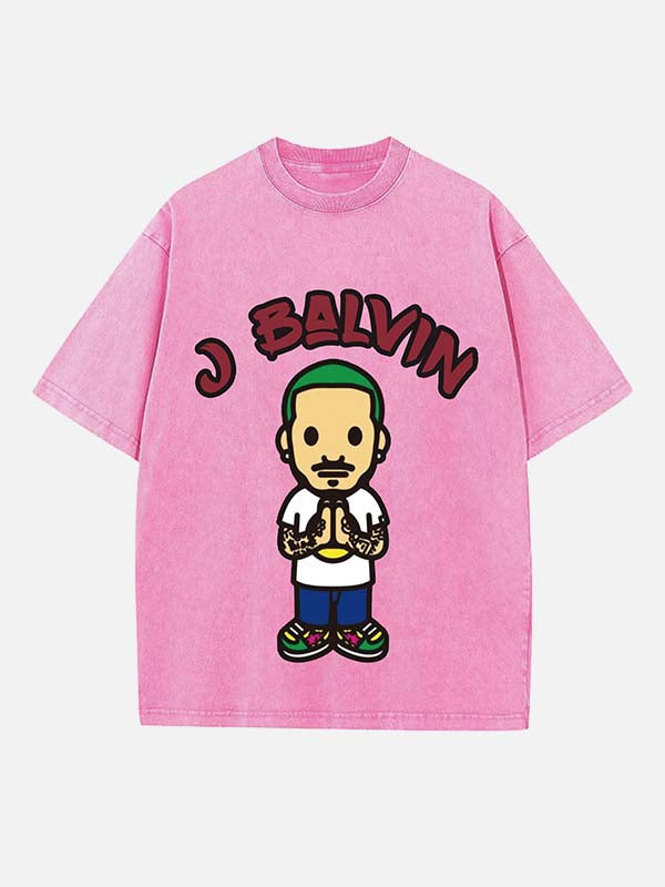 J Balvin Print Round Neck T-shirt