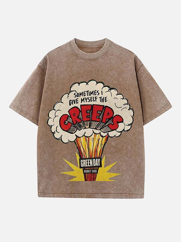 Green Day Print Round Neck T-shirt