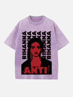 Rihanna Print Round Neck T-shirt