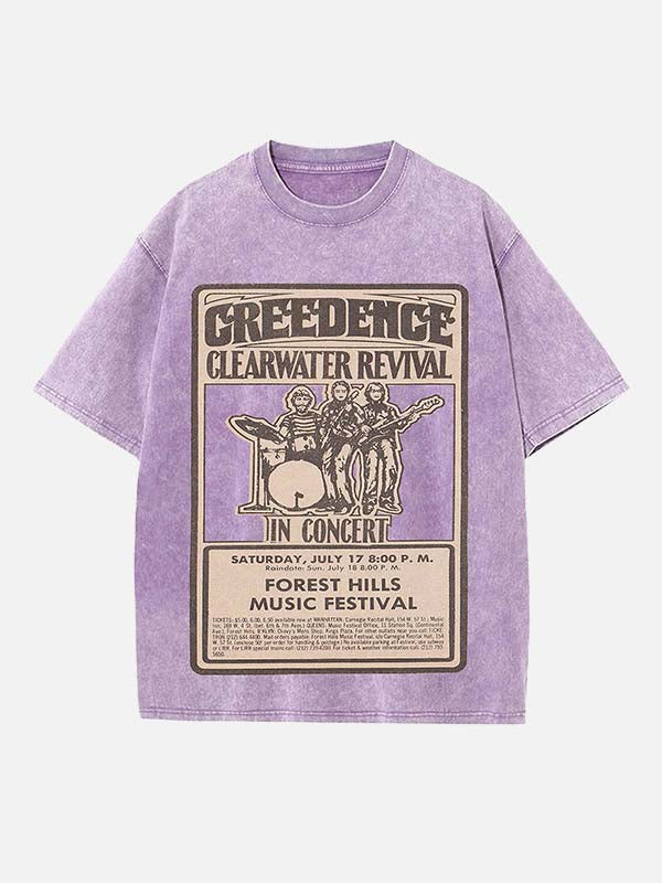Creedence Clearwater Revival Print Round Neck T-shirt