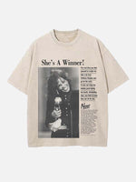 Whitney Houston Print Round Neck T-shirt