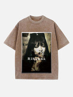 Rihanna Print Round Neck T-shirt