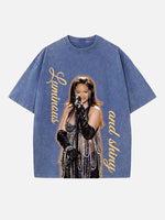 Rihanna Print Round Neck T-shirt