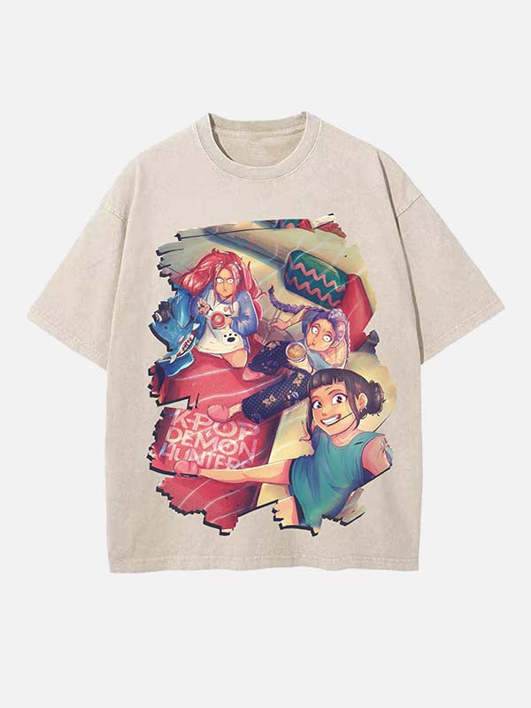 HUNTR/X Print Round Neck T-shirt