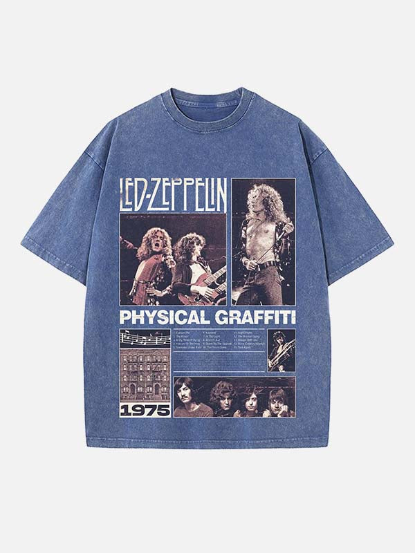 Led Zeppelin Print Round Neck T-shirt