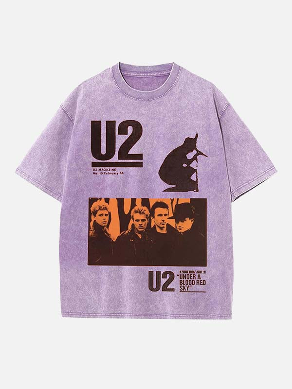 U2 Print Round Neck T-shirt