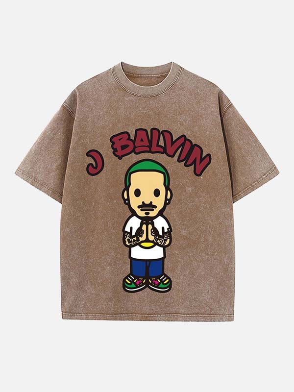 J Balvin Print Round Neck T-shirt