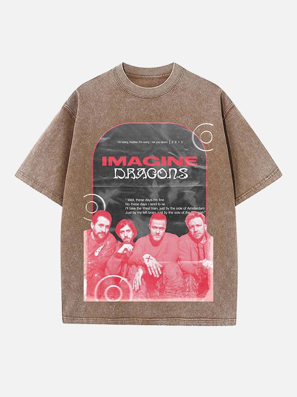Imagine Dragons Print Round Neck T-shirt