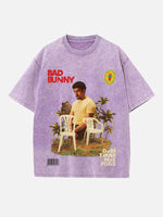 Bad Bunny Print Round Neck T-shirt