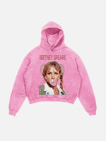 Britney Spears Print Slant Pockets Hoodie