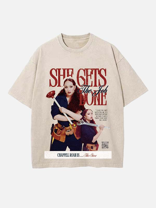 Chappell Roan Print Round Neck T-shirt
