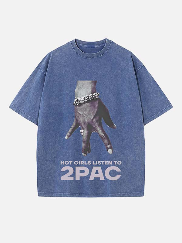 2Pac Print Round Neck T-shirt