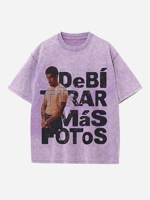 Bad Bunny Print Round Neck T-shirt