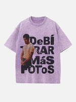 Bad Bunny Print Round Neck T-shirt