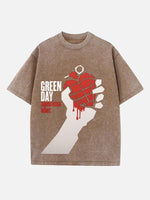 Green Day Print Round Neck T-shirt