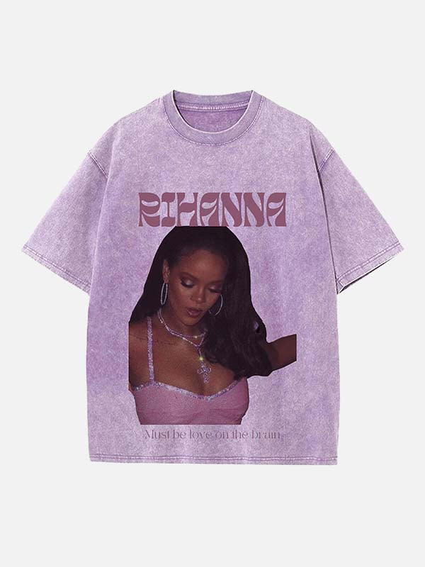 Rihanna Print Round Neck T-shirt