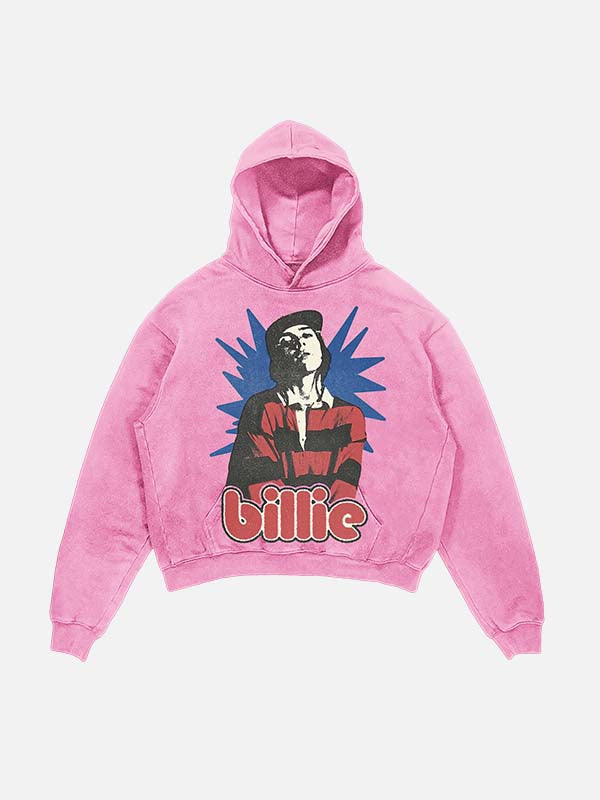 Billie Eilish Print Slant Pockets Hoodie