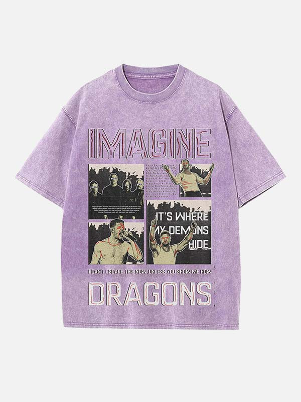 Imagine Dragons Print Round Neck T-shirt