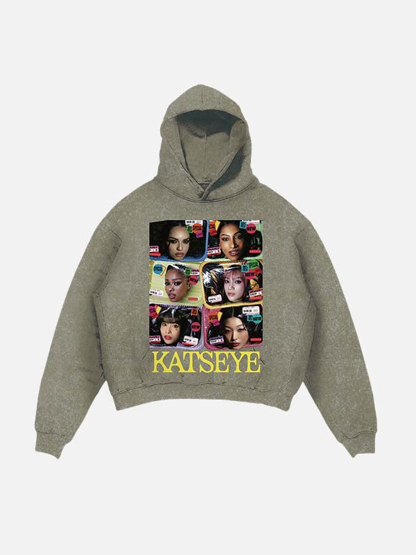 KATSEYE Print Slant Pockets Hoodie