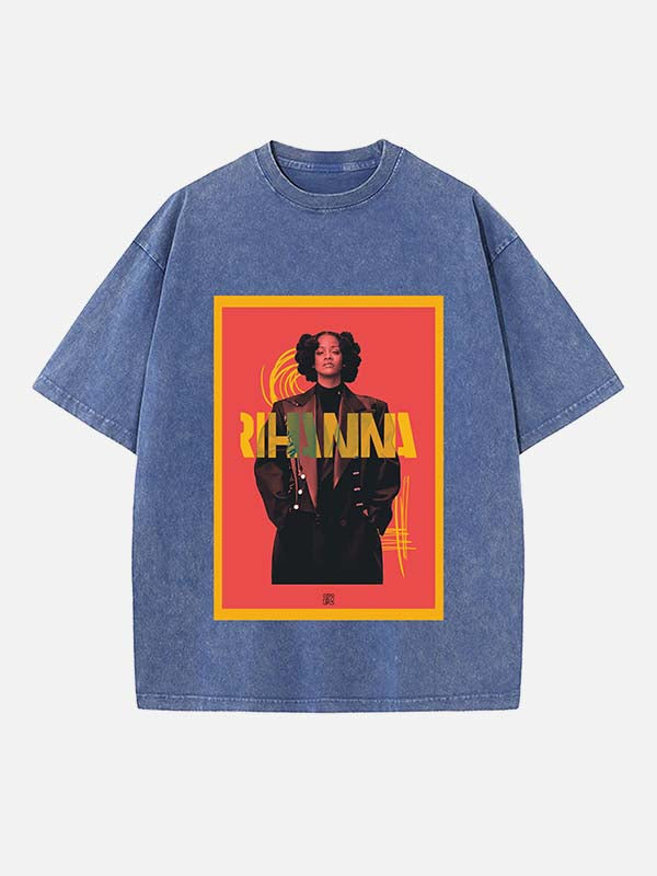 Rihanna Print Round Neck T-shirt