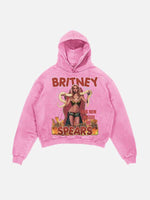 Britney Spears Print Slant Pockets Hoodie