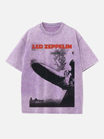 Led Zeppelin Print Round Neck T-shirt