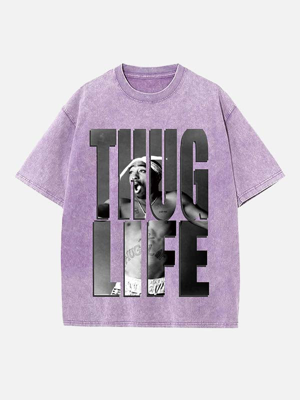 2Pac Print Round Neck T-shirt