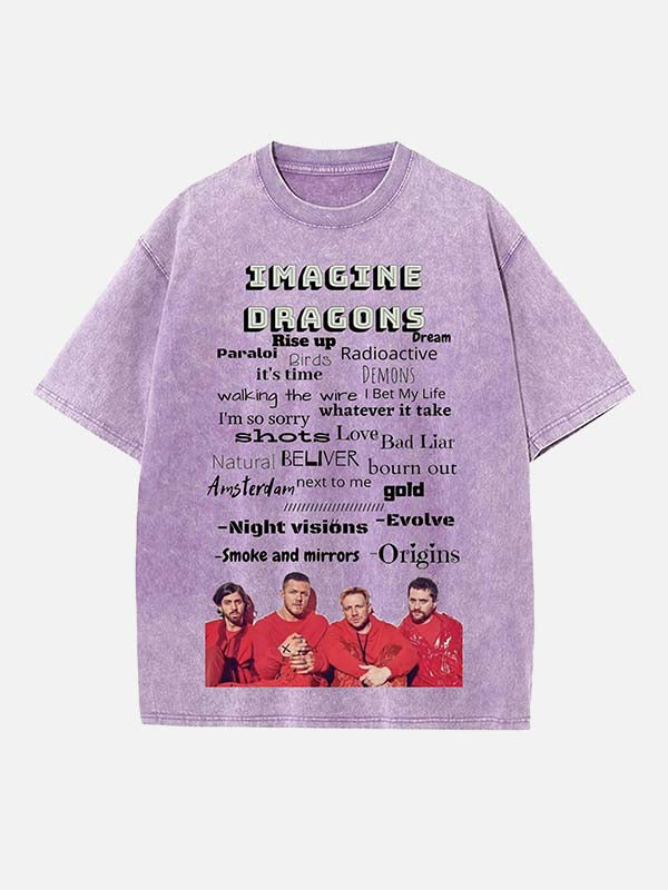 Imagine Dragons Print Round Neck T-shirt
