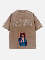 Whitney Houston Print Round Neck T-shirt