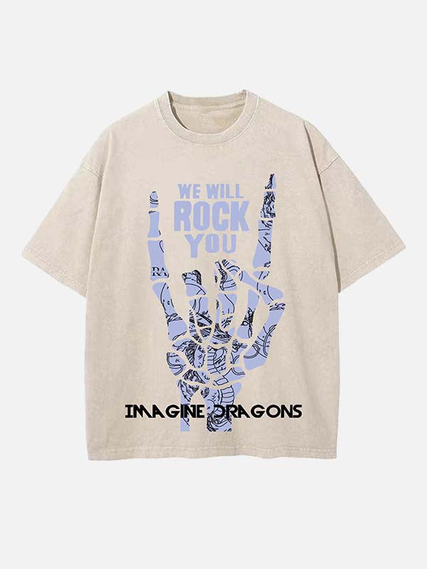 Imagine Dragons Print Round Neck T-shirt