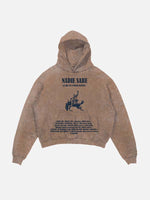 Bad Bunny Print Slant Pockets Hoodie