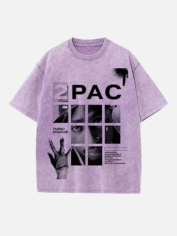 2Pac Print Round Neck T-shirt
