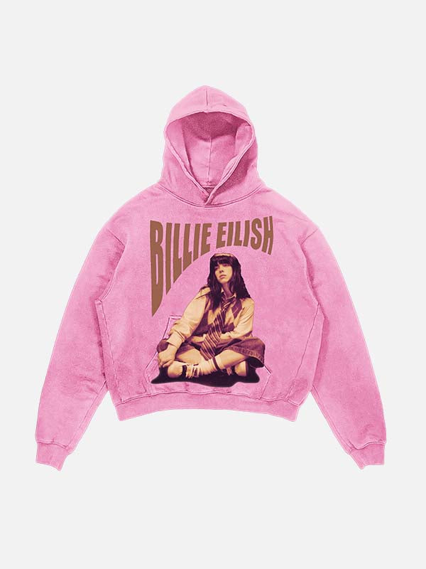 Billie Eilish Print Slant Pockets Hoodie