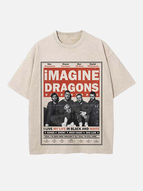 Imagine Dragons Print Round Neck T-shirt