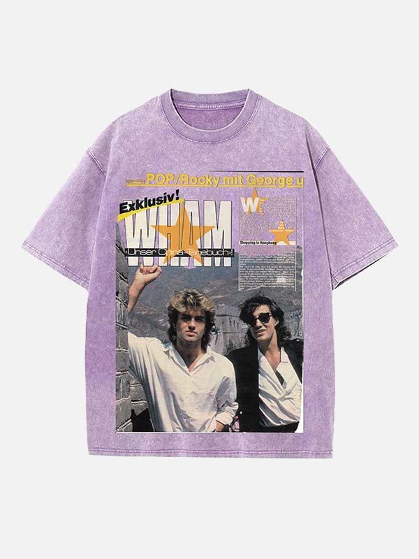 George Michael Wham! Print Round Neck T-shirt
