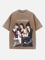 LE SSERAFIM Print Round Neck T-shirt
