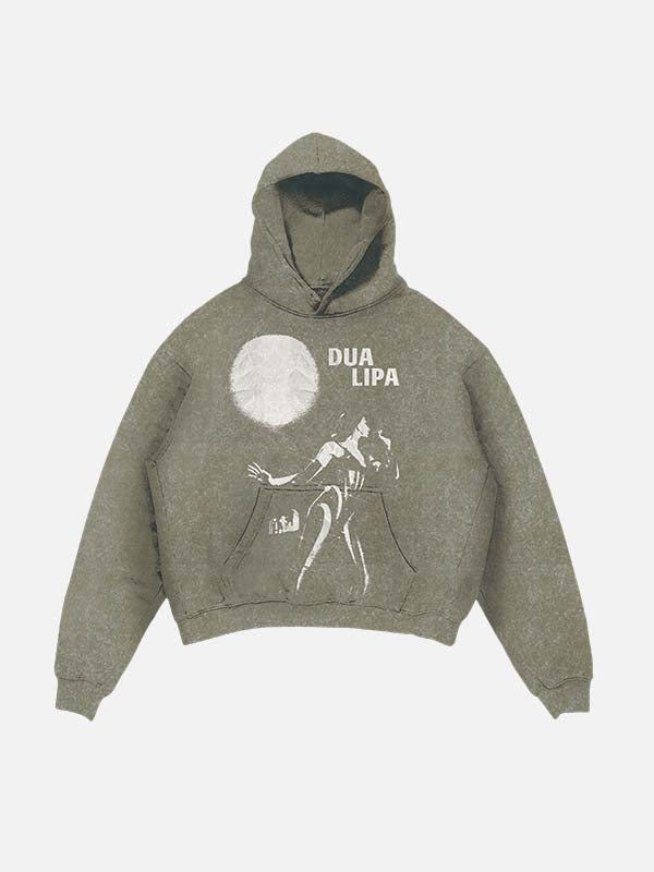 Dua Lipa Print Slant Pockets Hoodie