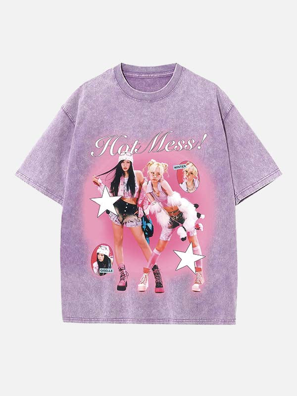 Aespa Print Round Neck T-shirt