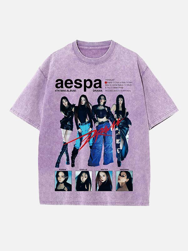 Aespa Print Round Neck T-shirt