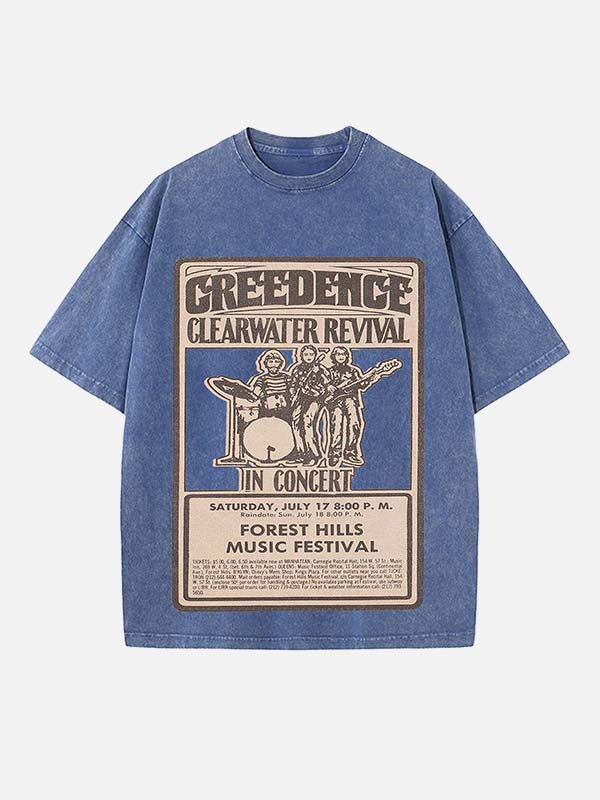 Creedence Clearwater Revival Print Round Neck T-shirt
